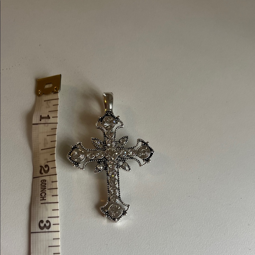3 for $15 Silver Crystal Cross Pendant - Picture 2 of 4